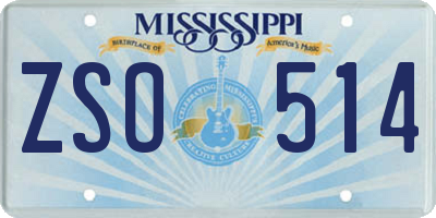 MS license plate ZSO514