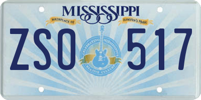 MS license plate ZSO517