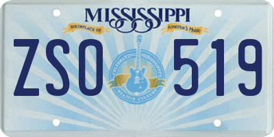 MS license plate ZSO519