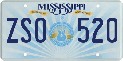 MS license plate ZSO520
