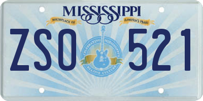 MS license plate ZSO521