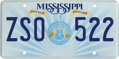 MS license plate ZSO522