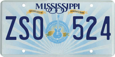 MS license plate ZSO524