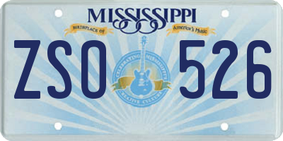 MS license plate ZSO526
