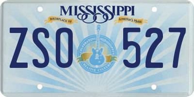 MS license plate ZSO527