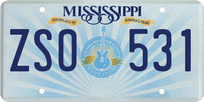 MS license plate ZSO531