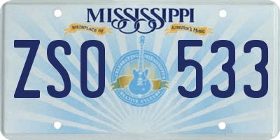 MS license plate ZSO533