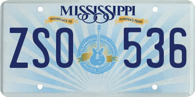 MS license plate ZSO536