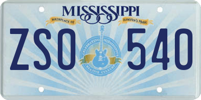 MS license plate ZSO540