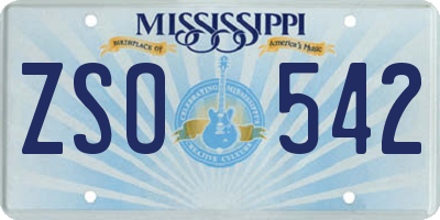 MS license plate ZSO542