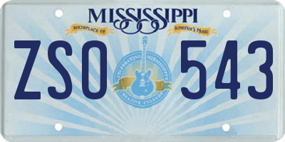 MS license plate ZSO543