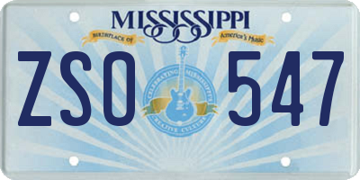 MS license plate ZSO547
