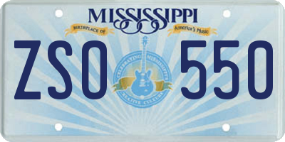 MS license plate ZSO550
