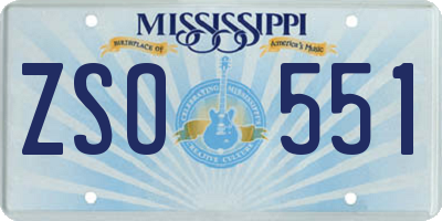 MS license plate ZSO551