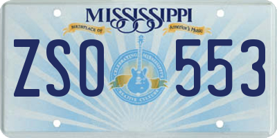 MS license plate ZSO553