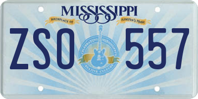 MS license plate ZSO557