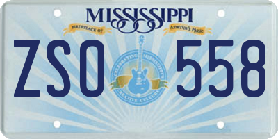 MS license plate ZSO558