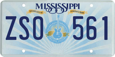 MS license plate ZSO561