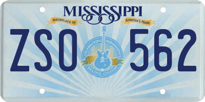 MS license plate ZSO562