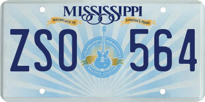 MS license plate ZSO564