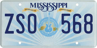 MS license plate ZSO568