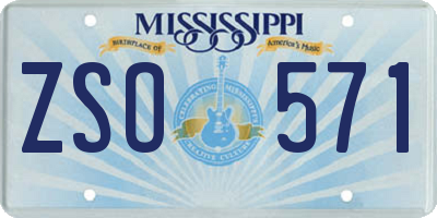 MS license plate ZSO571