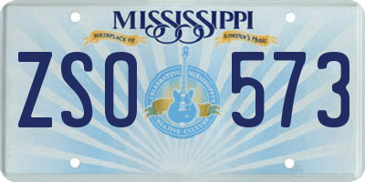 MS license plate ZSO573