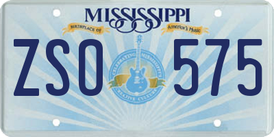 MS license plate ZSO575