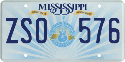 MS license plate ZSO576