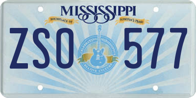 MS license plate ZSO577
