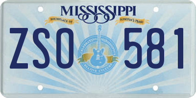 MS license plate ZSO581