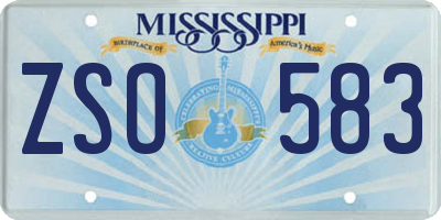 MS license plate ZSO583