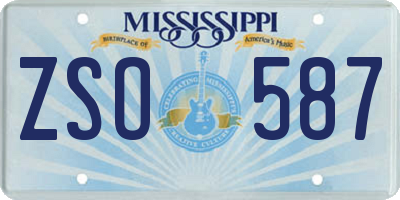 MS license plate ZSO587