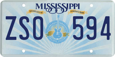 MS license plate ZSO594