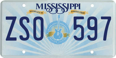 MS license plate ZSO597