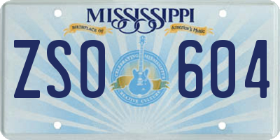 MS license plate ZSO604