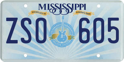 MS license plate ZSO605