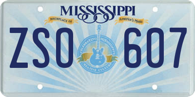 MS license plate ZSO607