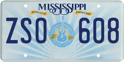 MS license plate ZSO608