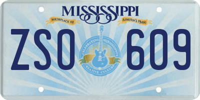MS license plate ZSO609