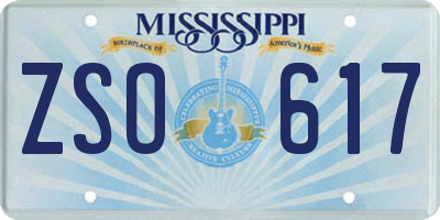 MS license plate ZSO617
