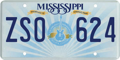 MS license plate ZSO624