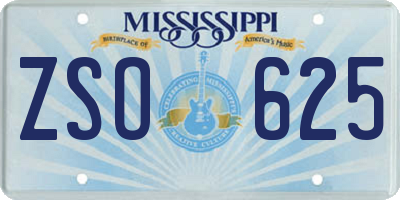 MS license plate ZSO625