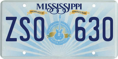 MS license plate ZSO630