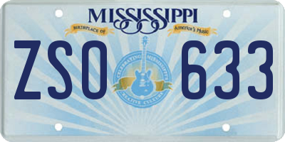 MS license plate ZSO633