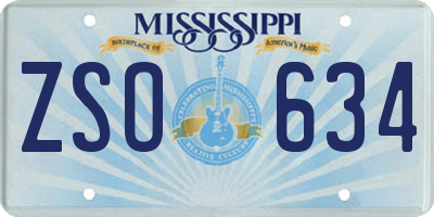 MS license plate ZSO634