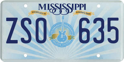 MS license plate ZSO635