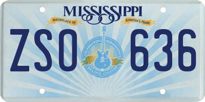 MS license plate ZSO636