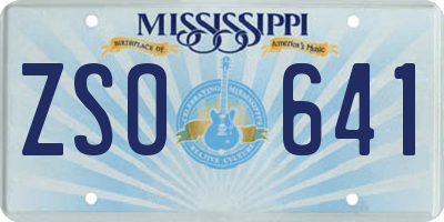 MS license plate ZSO641