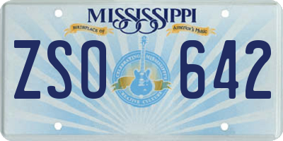 MS license plate ZSO642